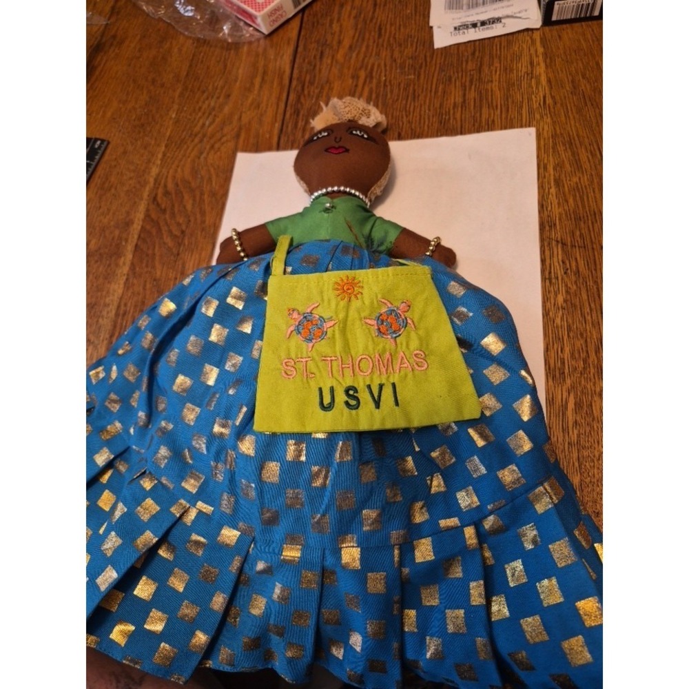 VTG Caribbean Reversible Topsy Turvy Doll us virgin islands Vividly Color Dress